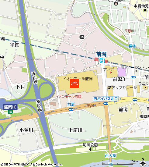 イオン盛岡店付近の地図
